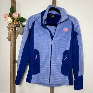 North Face Blue Purple Long‎ Sleeve Full Zip Polartec Jacket Size Medium